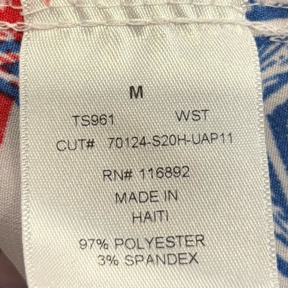 UA Flex Red White Blue Patriotic America Stars Scrub Medical Top W Pockets Sz M - Picture 6 of 6